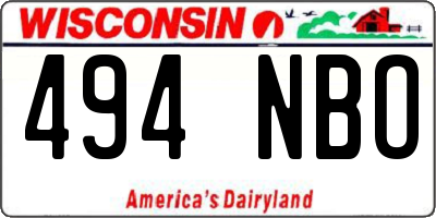 WI license plate 494NBO
