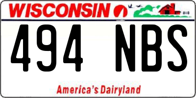 WI license plate 494NBS