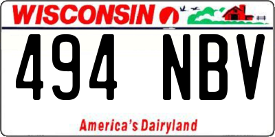 WI license plate 494NBV