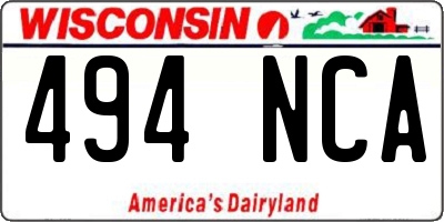 WI license plate 494NCA