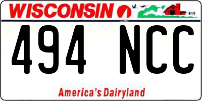 WI license plate 494NCC