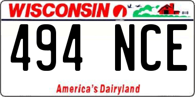WI license plate 494NCE