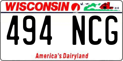 WI license plate 494NCG