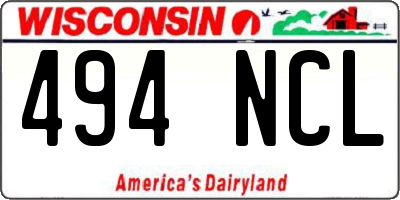 WI license plate 494NCL