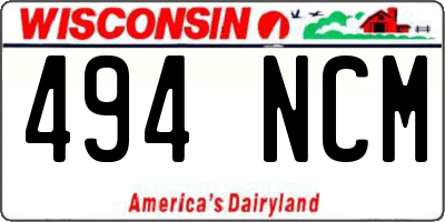 WI license plate 494NCM