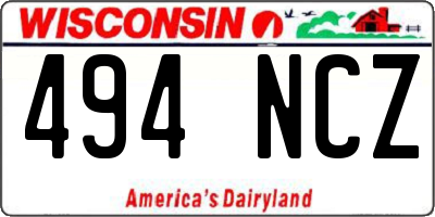 WI license plate 494NCZ