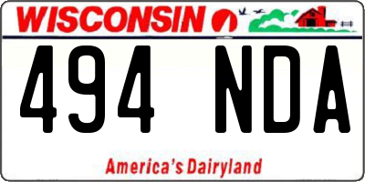 WI license plate 494NDA