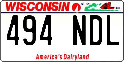 WI license plate 494NDL