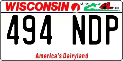 WI license plate 494NDP