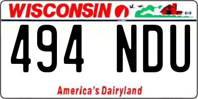 WI license plate 494NDU