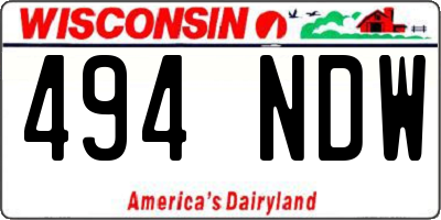 WI license plate 494NDW