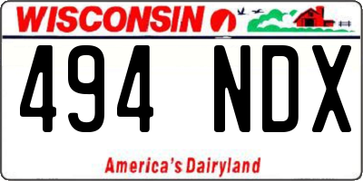 WI license plate 494NDX