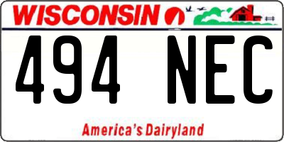 WI license plate 494NEC