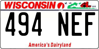 WI license plate 494NEF