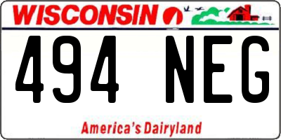WI license plate 494NEG