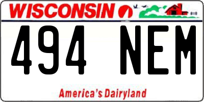 WI license plate 494NEM