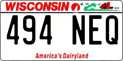 WI license plate 494NEQ