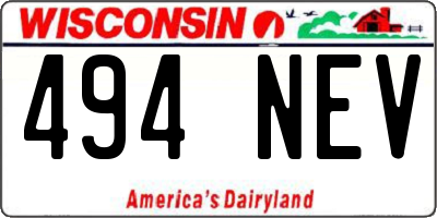 WI license plate 494NEV