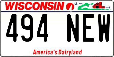 WI license plate 494NEW