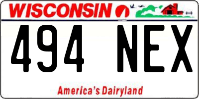 WI license plate 494NEX