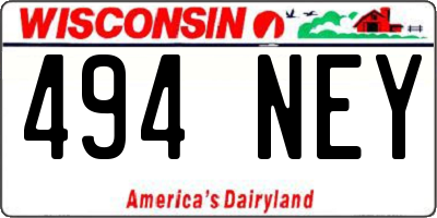 WI license plate 494NEY