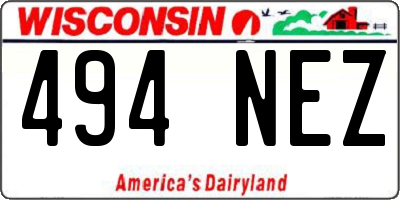 WI license plate 494NEZ