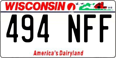WI license plate 494NFF