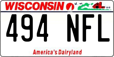 WI license plate 494NFL