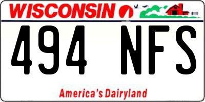 WI license plate 494NFS