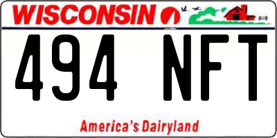 WI license plate 494NFT