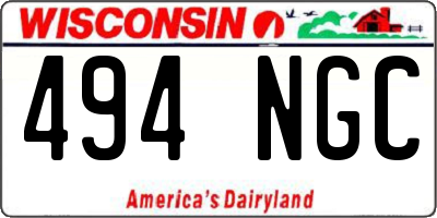 WI license plate 494NGC
