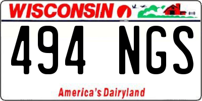 WI license plate 494NGS
