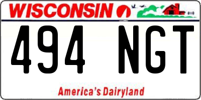 WI license plate 494NGT