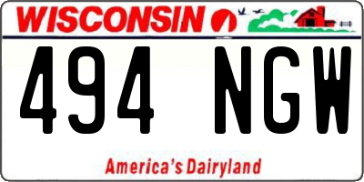 WI license plate 494NGW