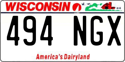 WI license plate 494NGX