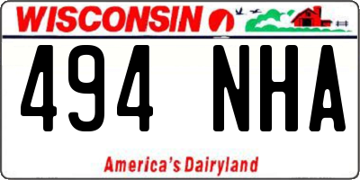 WI license plate 494NHA