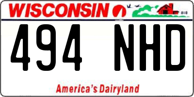 WI license plate 494NHD
