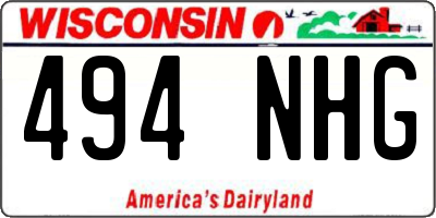 WI license plate 494NHG