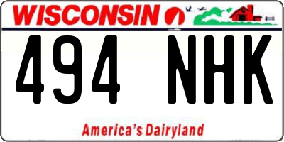 WI license plate 494NHK