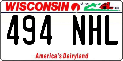 WI license plate 494NHL