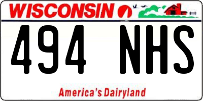 WI license plate 494NHS