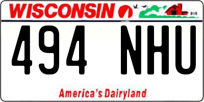 WI license plate 494NHU