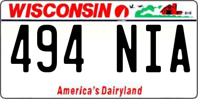WI license plate 494NIA