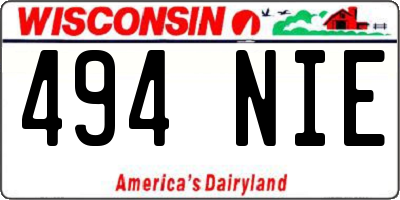 WI license plate 494NIE
