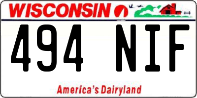 WI license plate 494NIF