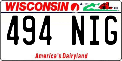 WI license plate 494NIG