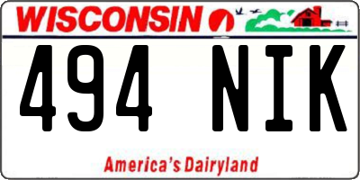 WI license plate 494NIK