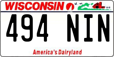 WI license plate 494NIN
