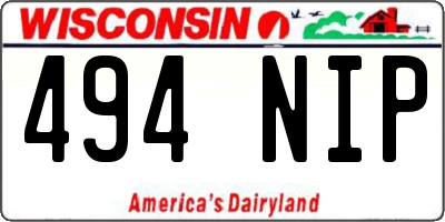 WI license plate 494NIP