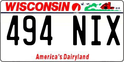 WI license plate 494NIX